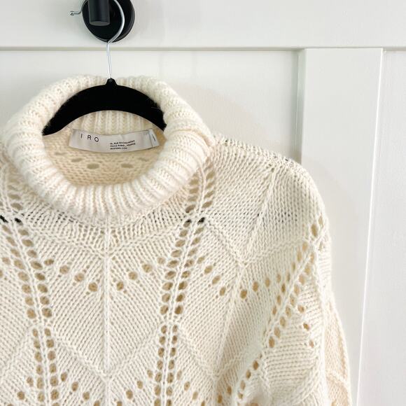 IRO Lovely Wool Blend Open Stitch Cream White Knit Sweater Size Small - Picture 6 of 6